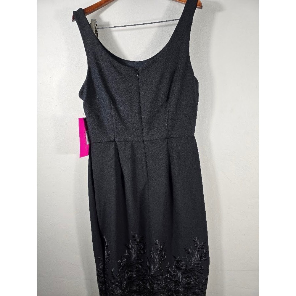 NWT Betsey Johnson Black Dress‎ One Shoulder Floral Embroidery Party Cocktail - Picture 2 of 12